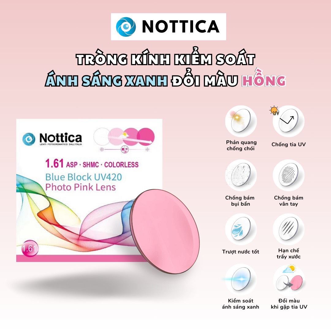 tròng 1.61 nottica đổi màu hồng